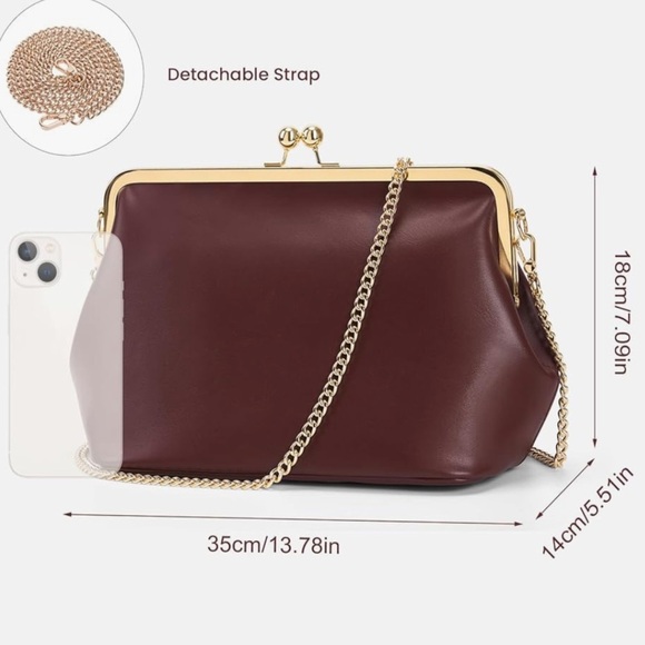 Kisslock buttery soft wine colored Leather like Handbag - Picture 8 of 8